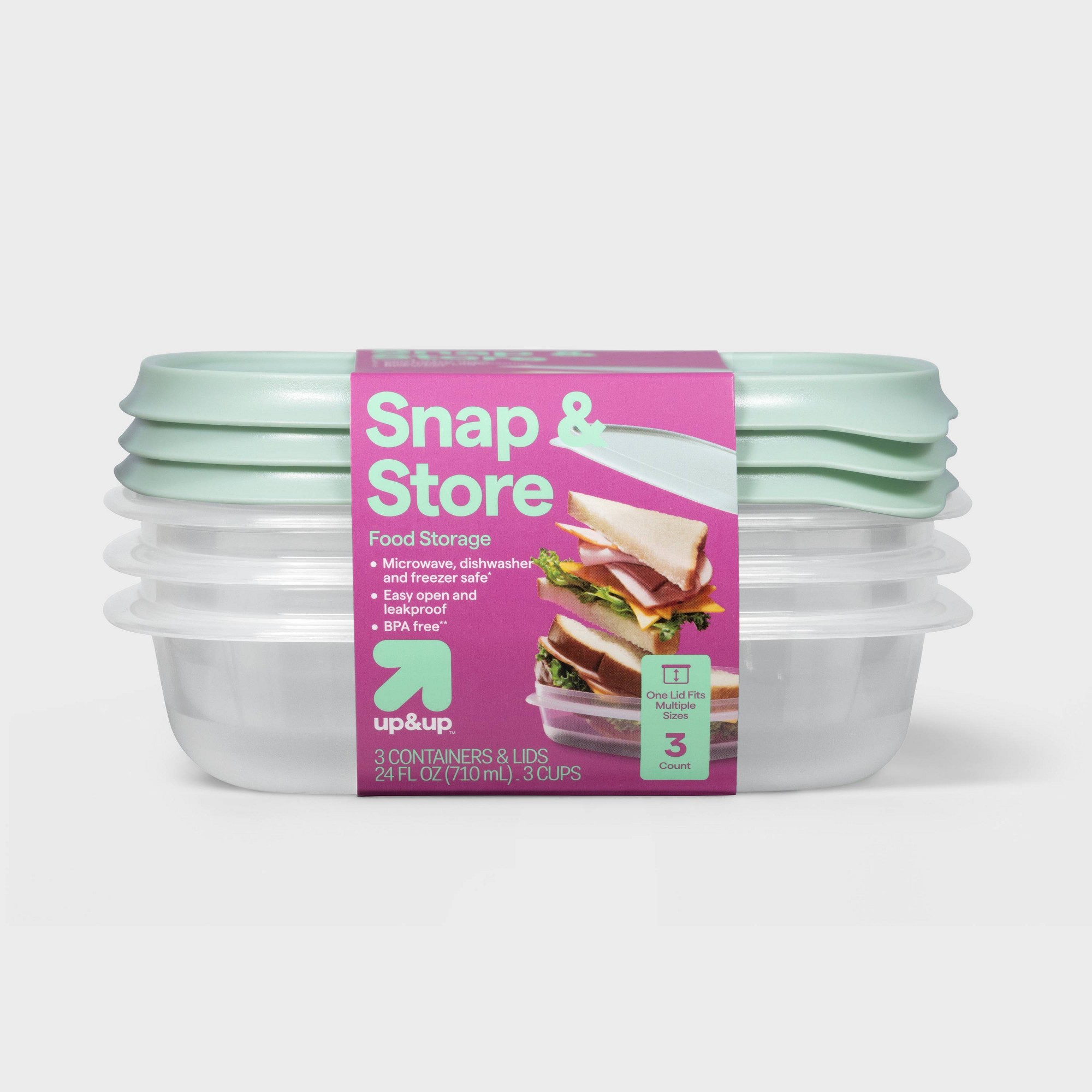 Meal Prep Kitchen - 3ct Square Food Storage Containers With
