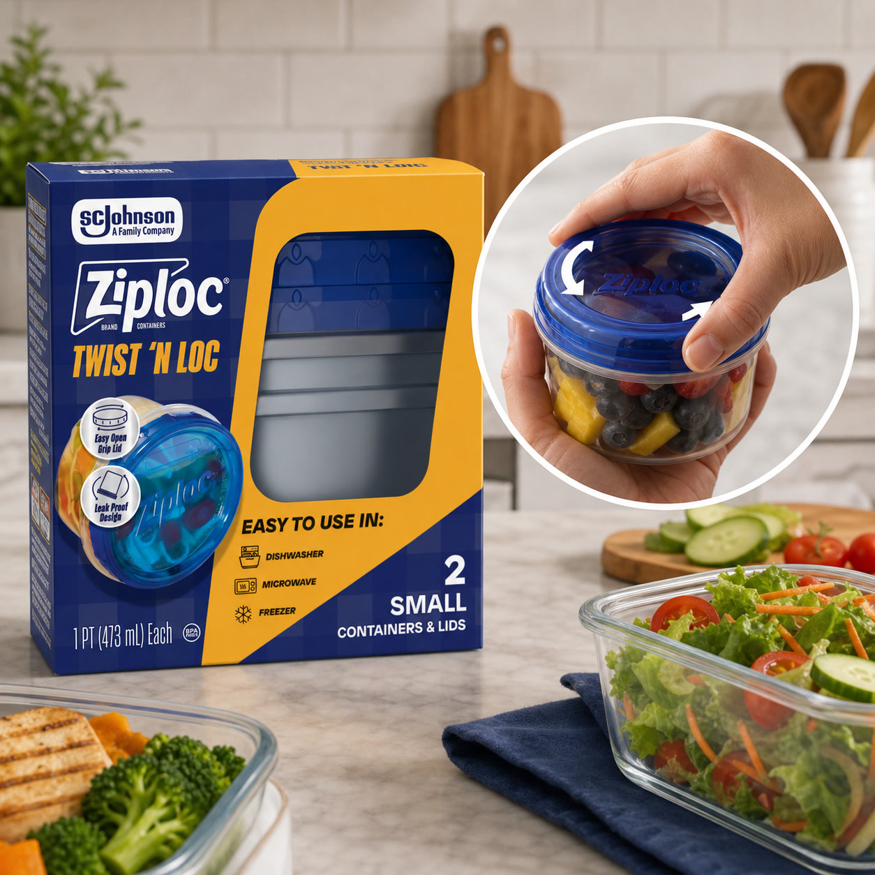 2ct Small Twist Lock Food Stor - Meal Prep Kitchen recension och pris