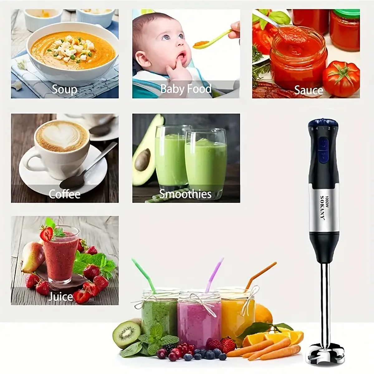 1000W 4-in-1 Hand Blender - Im - Meal Prep Smoothies recension och pris